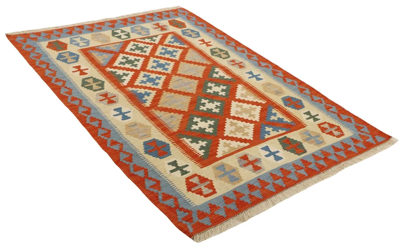 MY-RUG Teppich "Kelim" Rauten-& Diamantmuster, Handgewebt