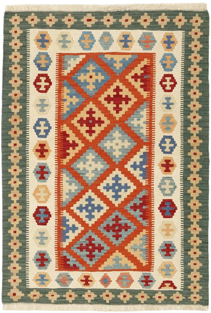 MY-RUG Teppich "Kelim" Rauten-& Diamantmuster, Handgewebt