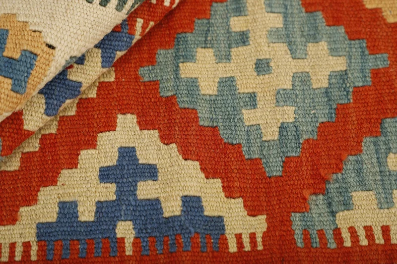 MY-RUG Teppich "Kelim" Rauten-& Diamantmuster, Handgewebt