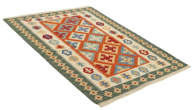 MY-RUG Teppich "Kelim" Rauten-& Diamantmuster, Handgewebt