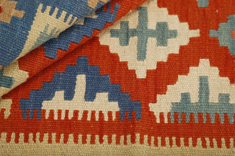 MY-RUG Teppich "Kelim" Rauten-& Diamantmuster, Handgewebt