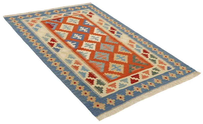 MY-RUG Teppich "Kelim" Rauten-& Diamantmuster, Handgewebt