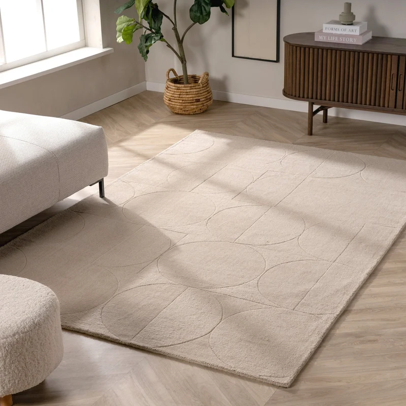 Wollteppich - Giselle Circles Beige