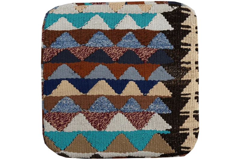 Kelim Pouf · Handgefertigt – Bunt, 55x55 cm