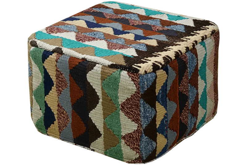 Kelim Pouf · Handgefertigt – Bunt, 55x55 cm