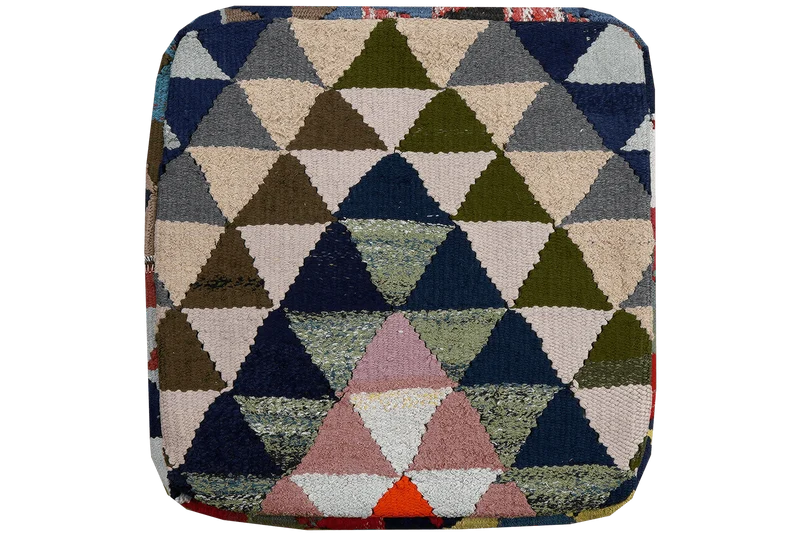 Kelim Pouf · Handgefertigt – Bunt, 55x55 cm
