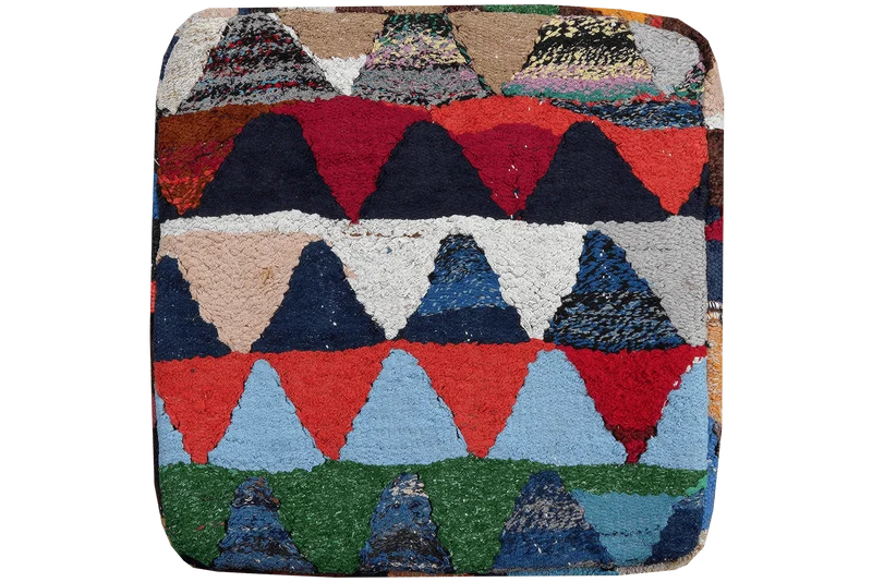 Kelim Pouf · Handgefertigt – Bunt, 55x55 cm