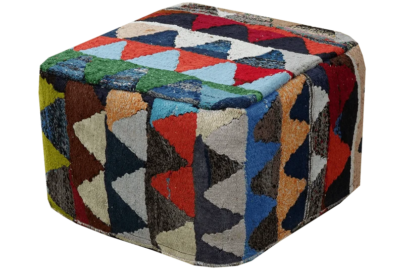 Kelim Pouf · Handgefertigt – Bunt, 55x55 cm