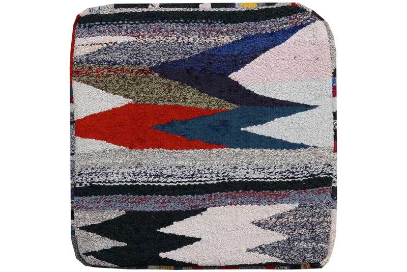 Kelim Pouf · Handgefertigt – Bunt, 55x55 cm