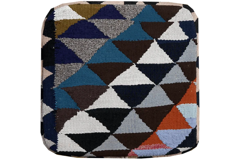 Kelim Pouf · Handgefertigt – Bunt, 55x55 cm
