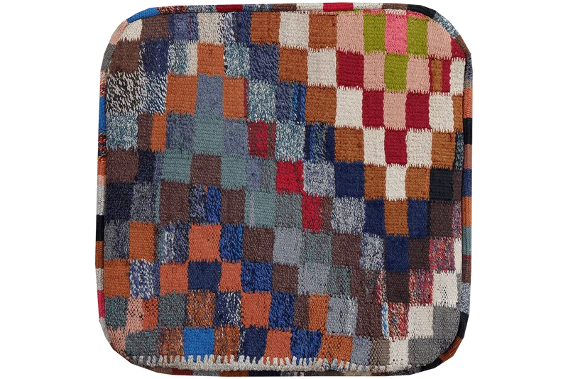 Kelim Pouf · Handgefertigt – Bunt, 65x65 cm