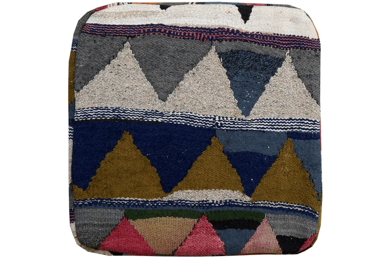 Kelim Pouf · Handgefertigt – Bunt, 65x65 cm