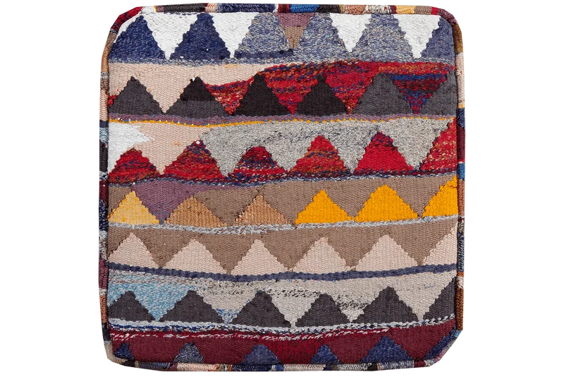 Kelim Pouf · Handgefertigt – Bunt, 65x65 cm