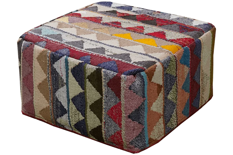 Kelim Pouf · Handgefertigt – Bunt, 65x65 cm