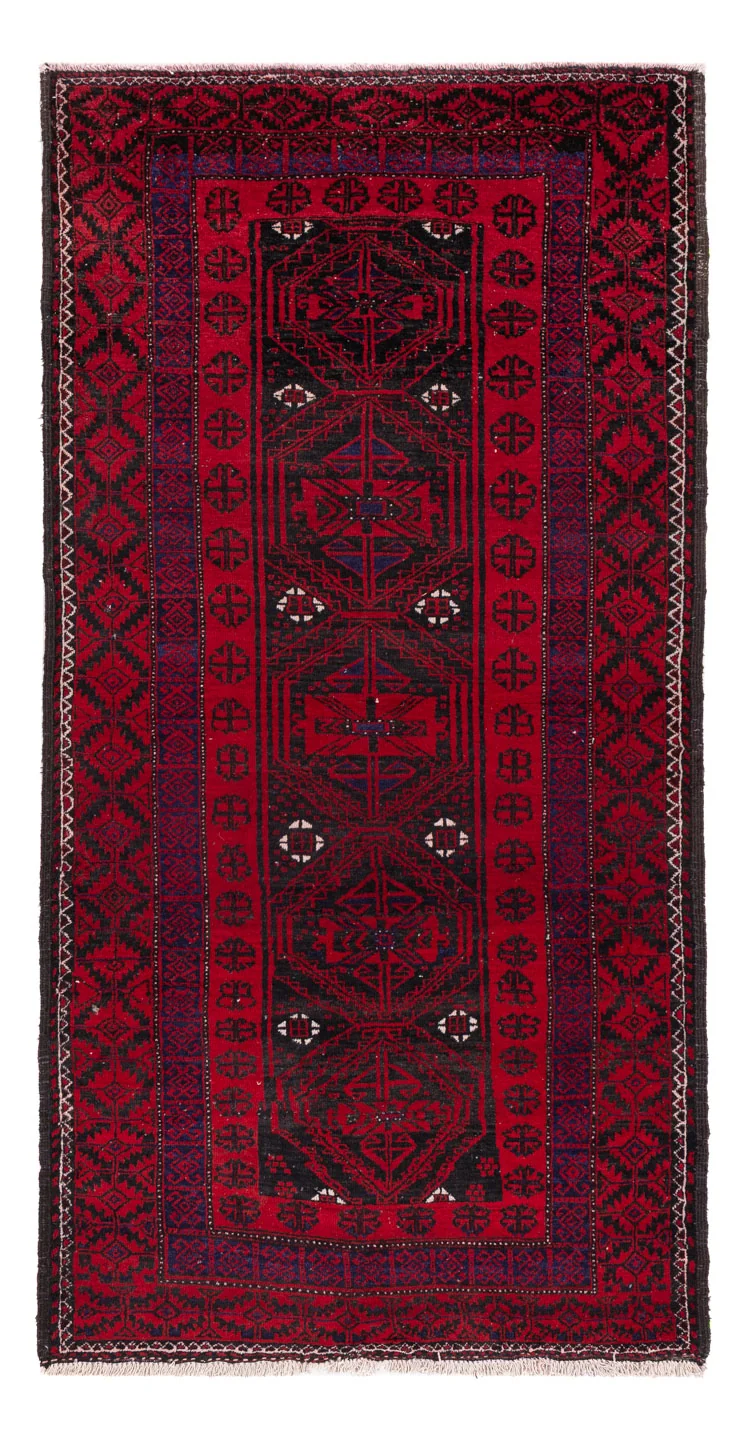 Belutsch Teppich 100x205cm - Perserteppich - dunkelrot