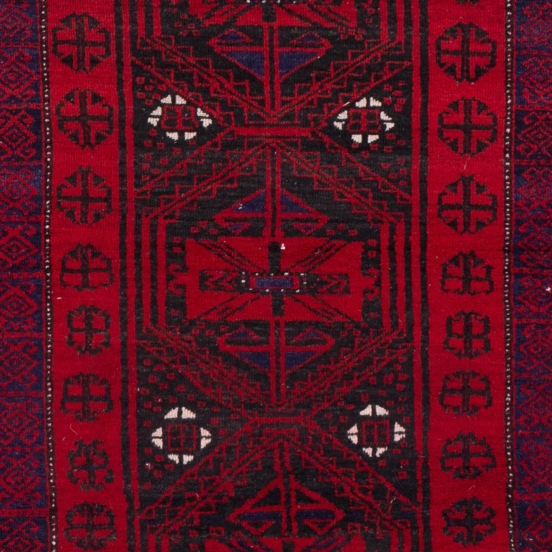 Belutsch Teppich 100x205cm - Perserteppich - dunkelrot