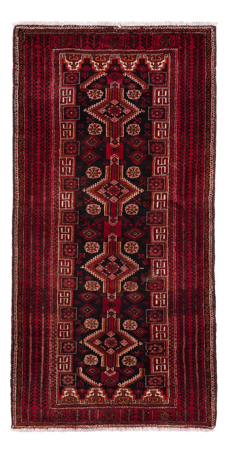 Belutsch Teppich 100x200cm - Perserteppich - dunkelrot
