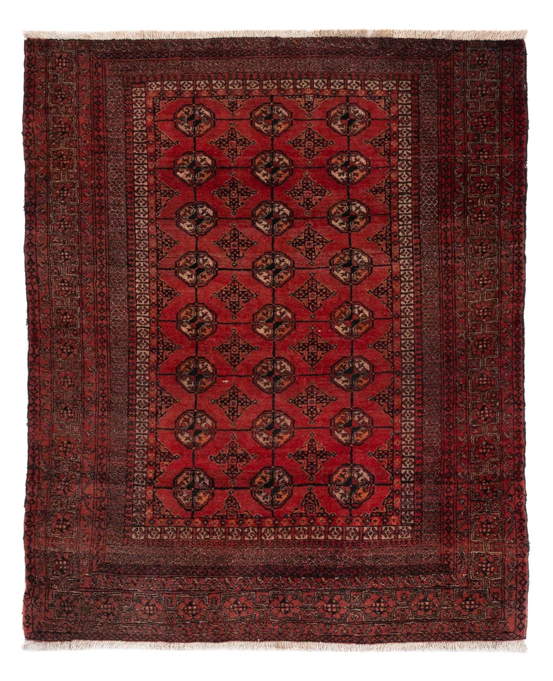 Turkaman Teppich 120x156cm - Perserteppich - dunkelrot