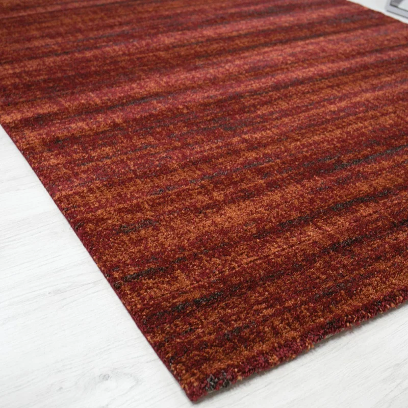 Teppich kurzflor Modern dichter melierter Terracotta für Wohnzimmer, Schlafzimmer, kinderzimmer