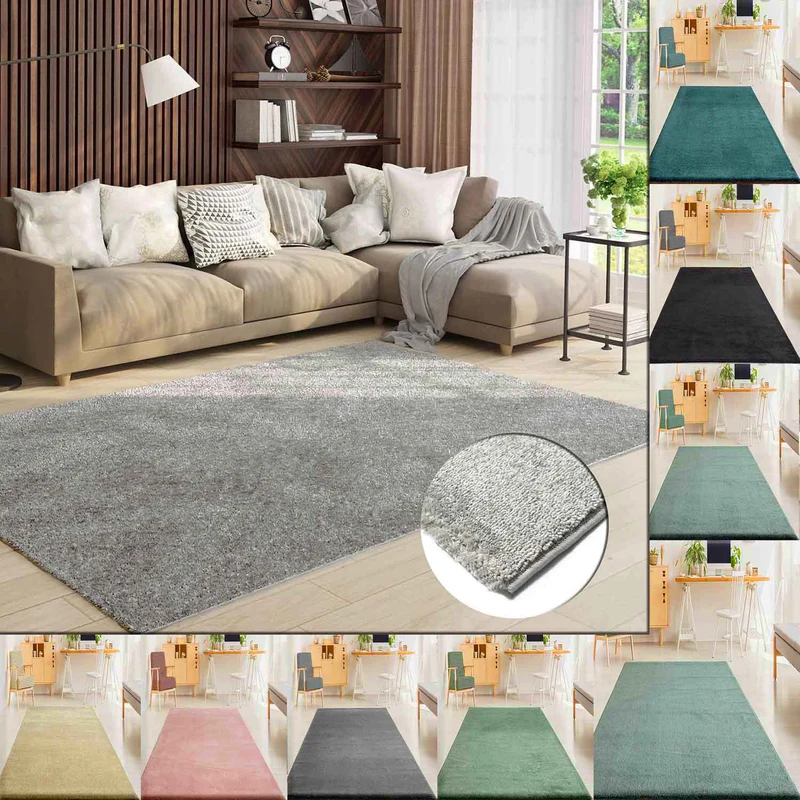 Teppich Wohnzimmer Kurzflor Einfarbig für Schlafzimmer kinderzimmer weicher pflegeleichter, versch.- Größen, Farben