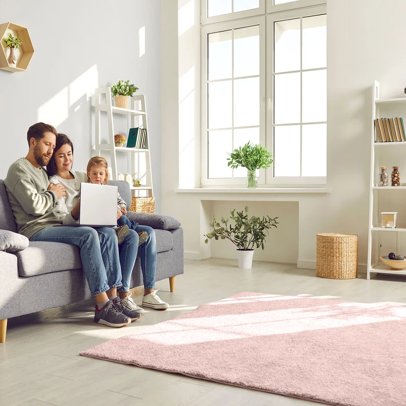 Teppich Wohnzimmer Kurzflor Einfarbig für Schlafzimmer kinderzimmer weicher pflegeleichter, versch.- Größen, Farben