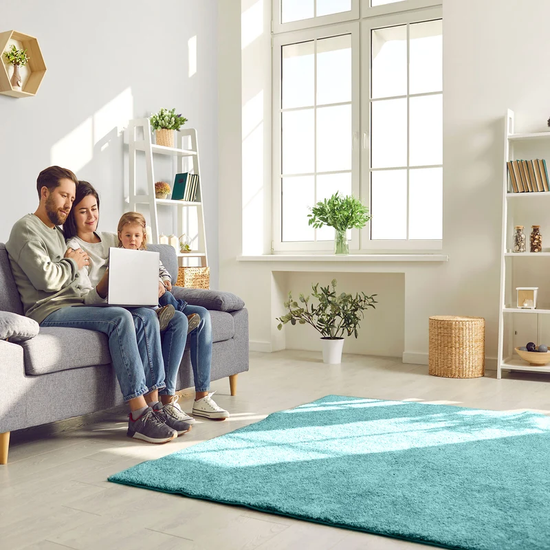 Teppich Wohnzimmer Kurzflor Einfarbig für Schlafzimmer kinderzimmer weicher pflegeleichter, versch.- Größen, Farben