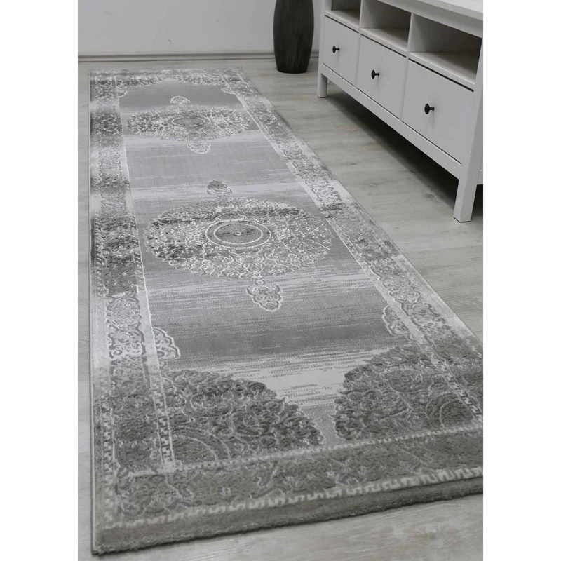Designer Teppich Dubai Grau Elegant Orientalisch