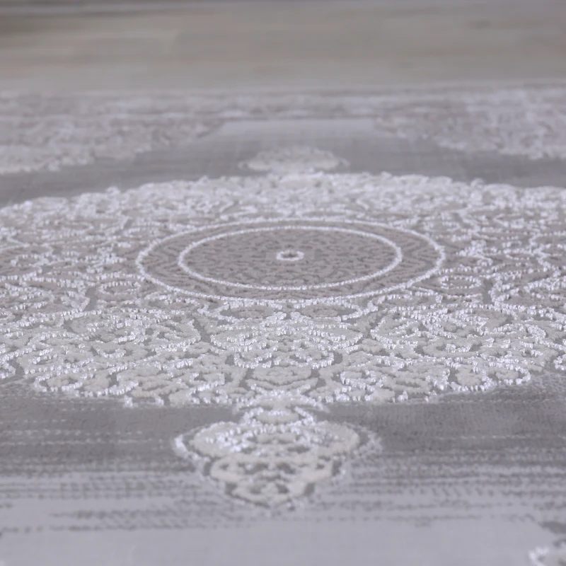 Designer Teppich Dubai Grau Elegant Orientalisch