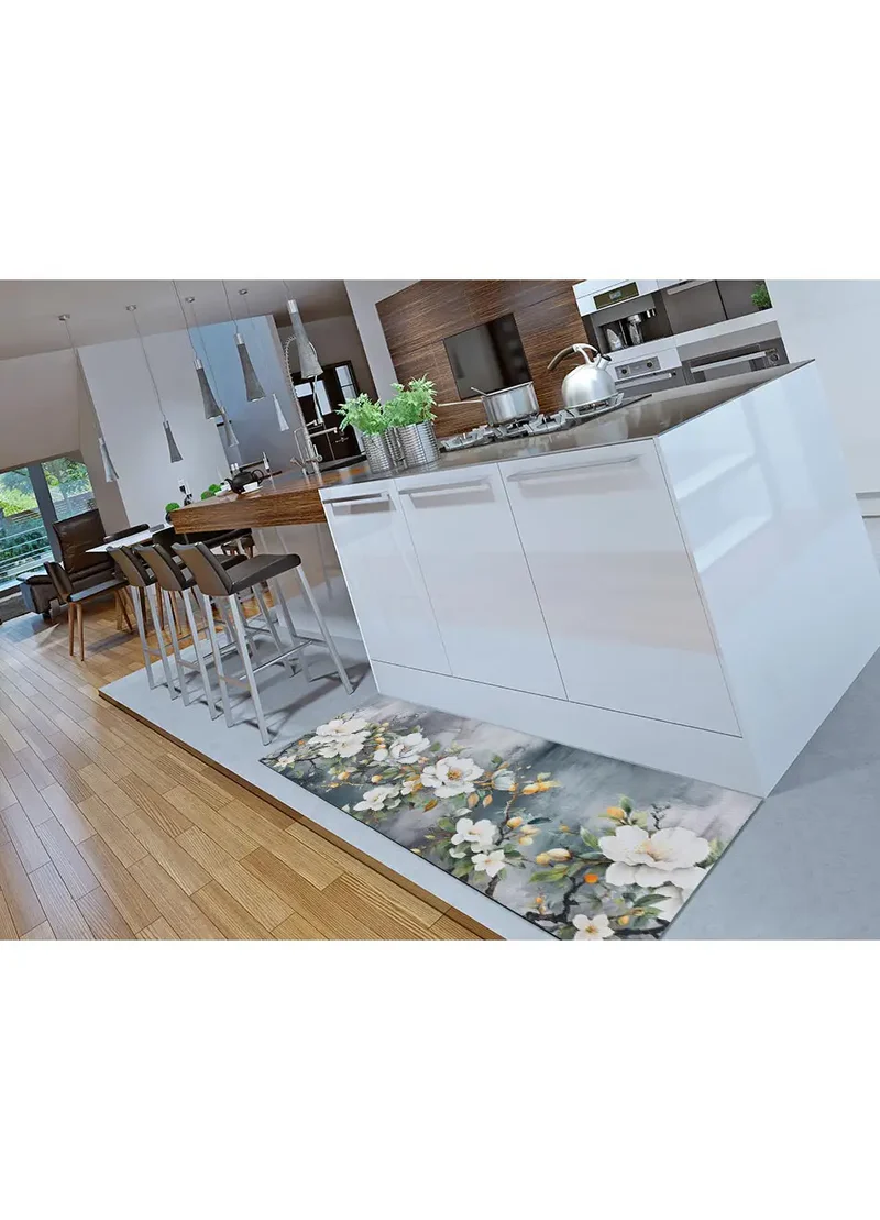 Alfombra de cocina lavable de flores Ricci Sara