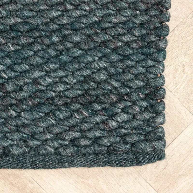 Wollteppich - Brilliant Blau Grün