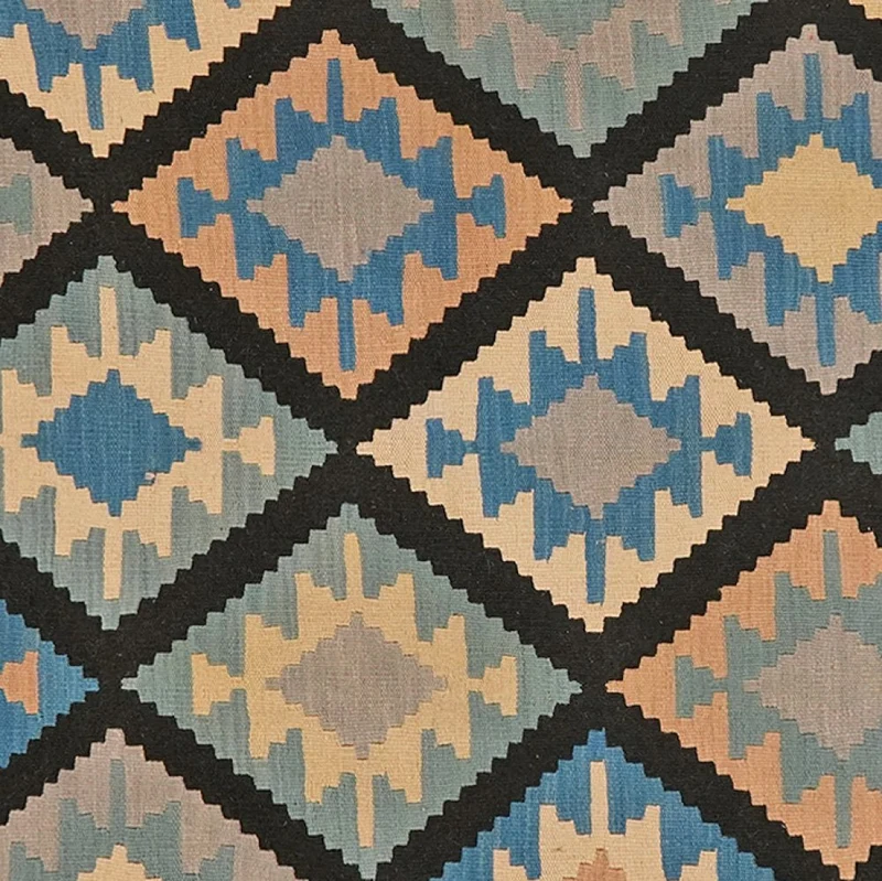 Kelim Gashgai · Handgewebt – Schwarz, 243x179 cm