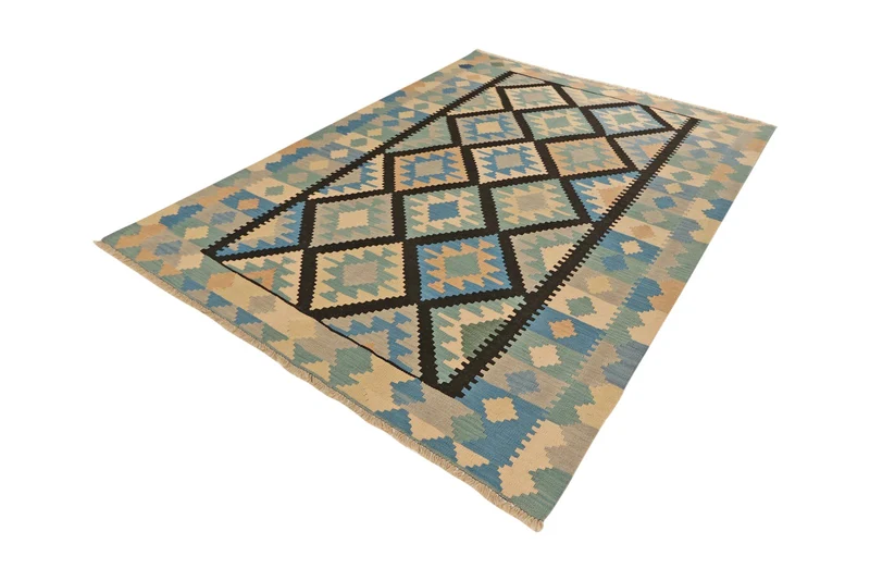 Kelim Gashgai · Handgewebt – Schwarz, 243x179 cm