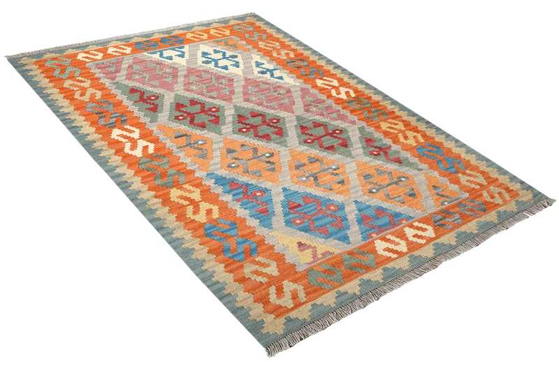 Kelim Gashgai · Handgewebt – Grau, 176x125 cm