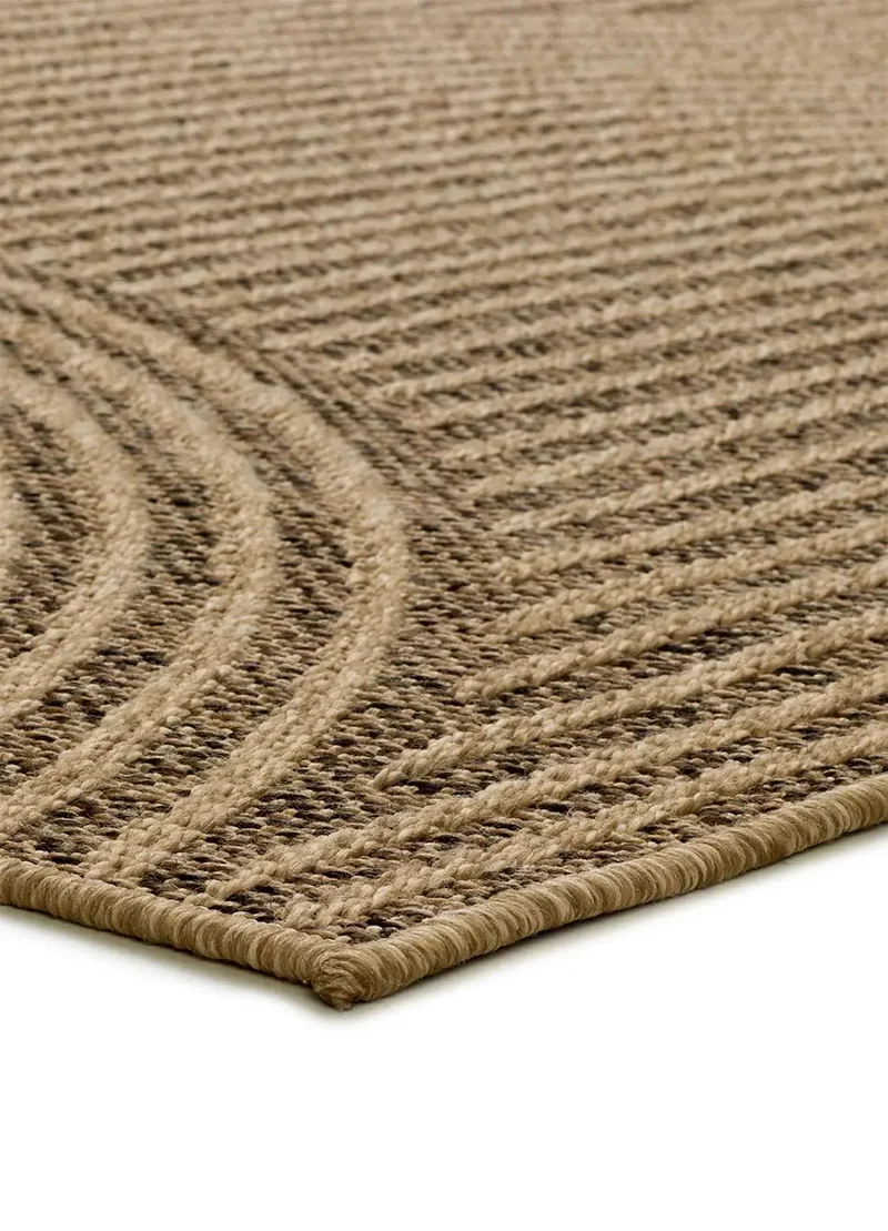 Alfombra de exterior geométrica efecto yute Acra 5042 Natural