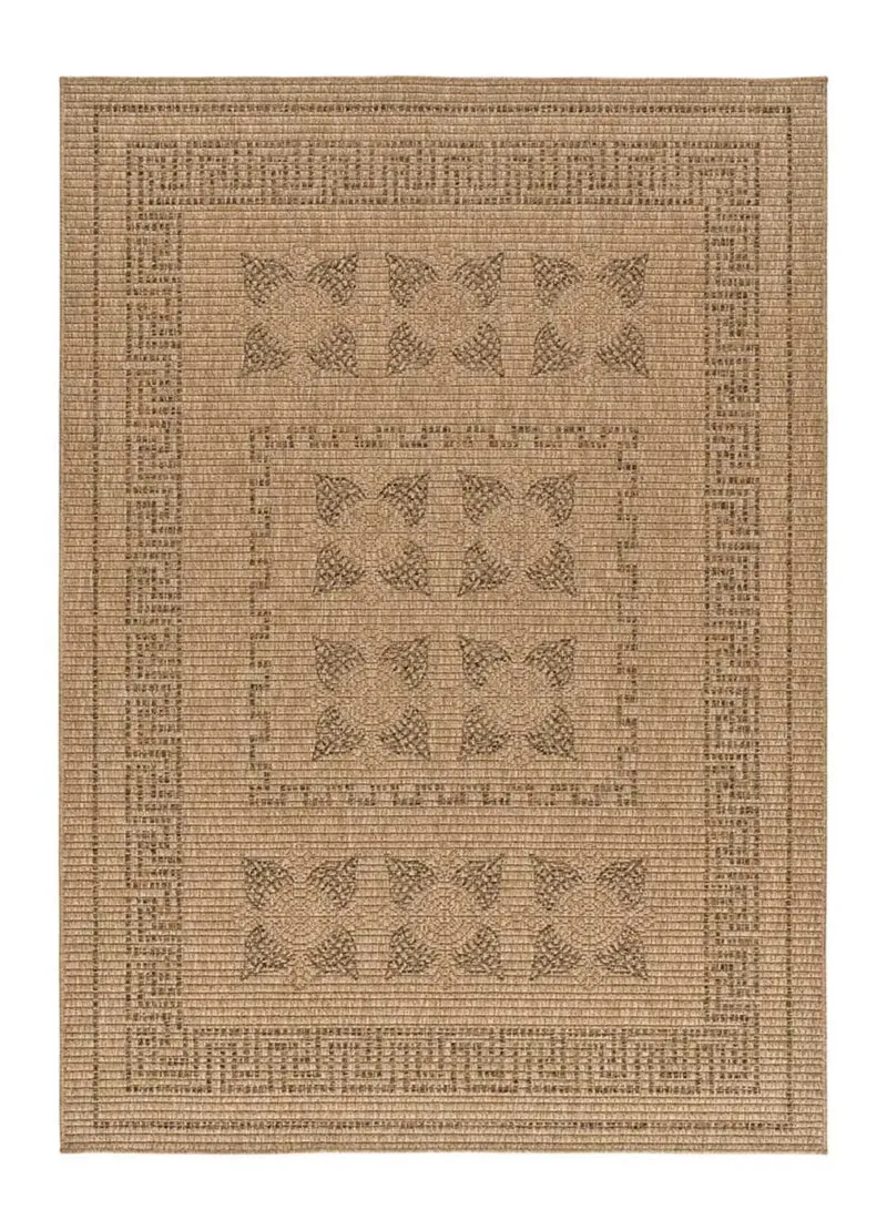 Alfombra de exterior étnica efecto yute Acra 5046 Natural