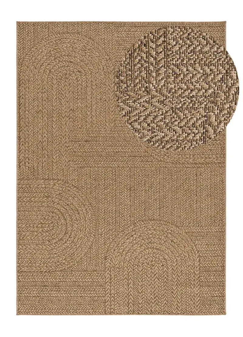 Alfombra de exterior geométrica efecto yute Acra 5006 Natural