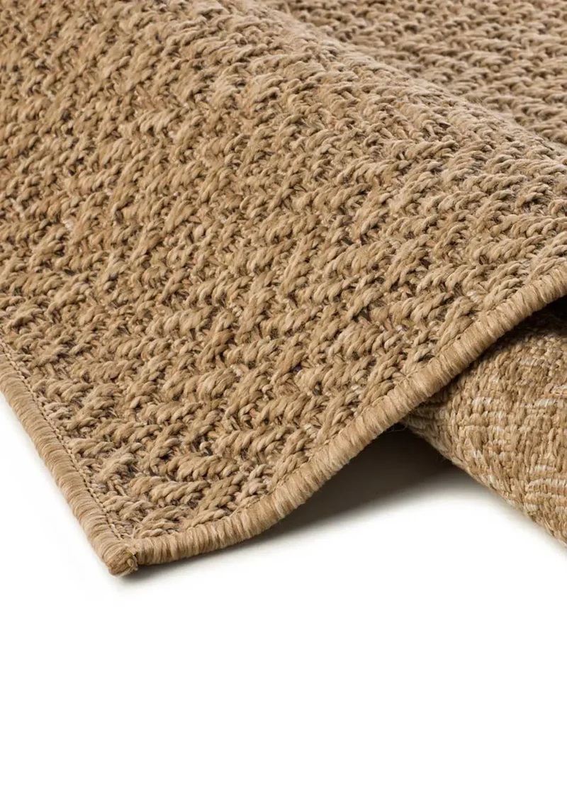 Alfombra de exterior geométrica efecto yute Acra 5006 Natural