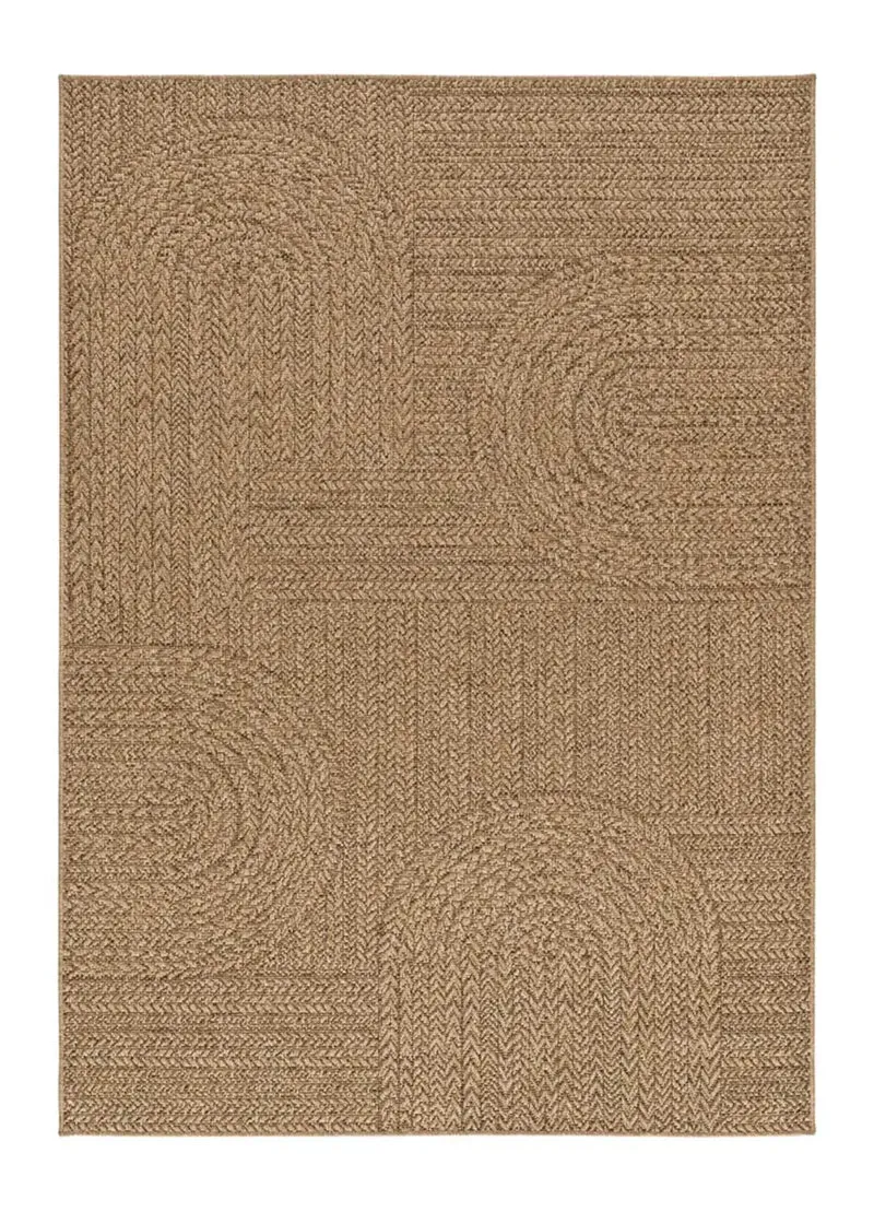 Alfombra de exterior geométrica efecto yute Acra 5006 Natural