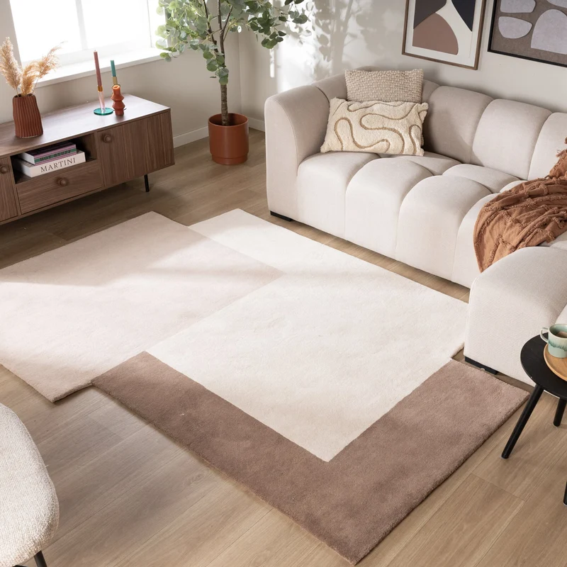 Wollteppich Abstrakt - Jules Creme Taupe