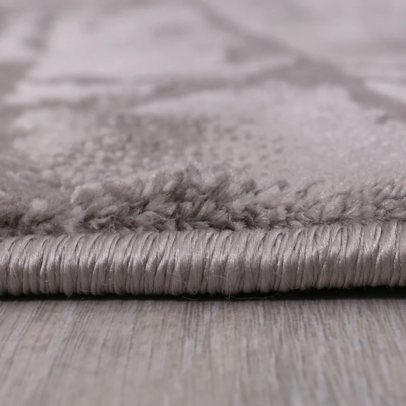 Teppich Wohnzimmer kurzflor Abstrakt Used Optik in Grau Weiss, für Wohnzimmer, Schlafzimmer, küche