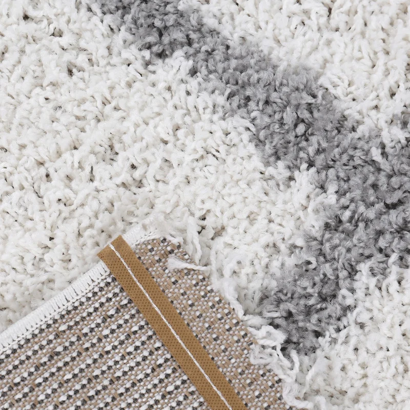 Hochflor Teppich Wohnzimmer Schlafzimmer Küche Shaggy Skandinavisch Rautenmuster