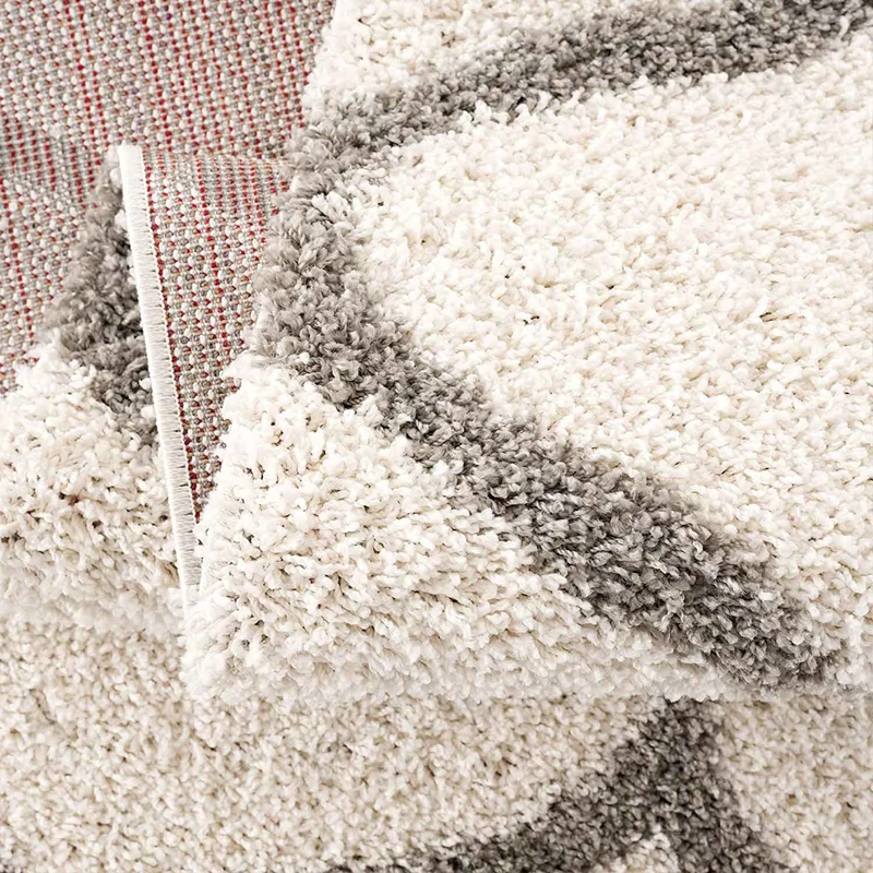 Hochflor Teppich Wohnzimmer Schlafzimmer Küche Shaggy Skandinavisch Rautenmuster