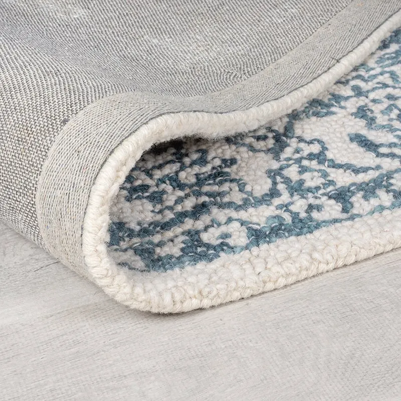 Wollteppich - Wallo Yasmin Elfenbein Blau