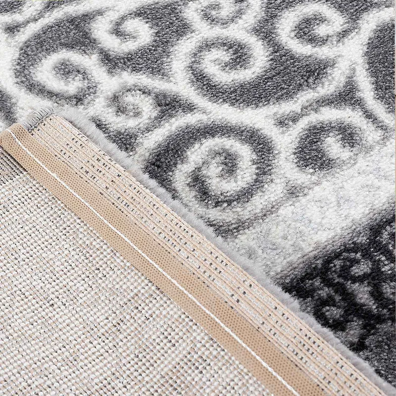 Teppich kurzflor Moderner Orientteppich mit Glitzergarn in Grau Schwarz Weiß, für Wohnzimmer, Schlafzimmer