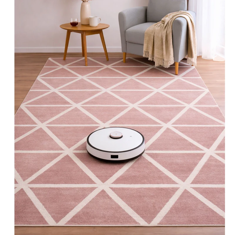 Teppich Kurzflor Pastellfarben Weiss Rauten Design Robust in versch. Farben, für Wohnzimmer, Schlafzimmer, küche