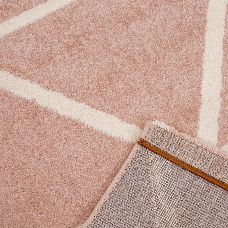 Teppich Kurzflor Pastellfarben Weiss Rauten Design Robust in versch. Farben, für Wohnzimmer, Schlafzimmer, küche