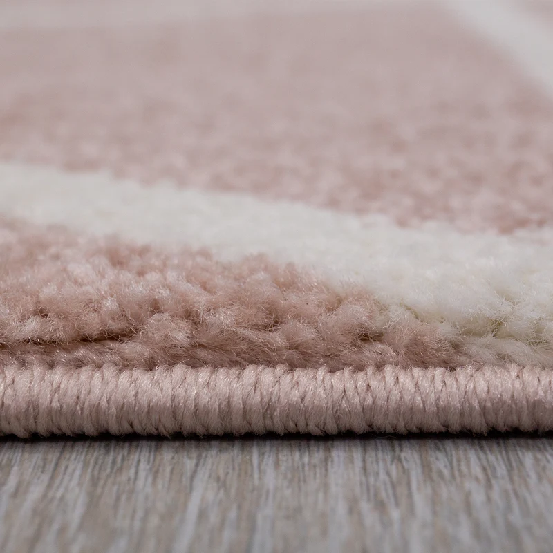 Teppich Kurzflor Pastellfarben Weiss Rauten Design Robust in versch. Farben, für Wohnzimmer, Schlafzimmer, küche