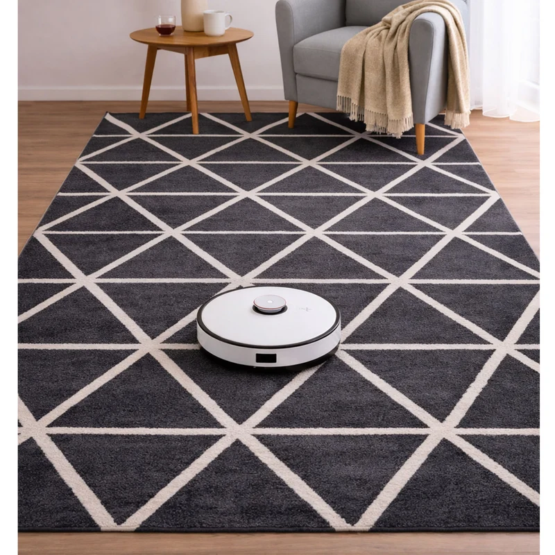 Teppich Kurzflor Pastellfarben Weiss Rauten Design Robust in versch. Farben, für Wohnzimmer, Schlafzimmer, küche