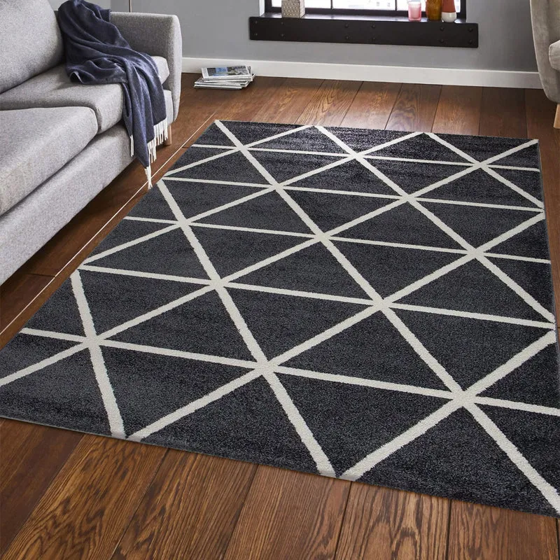 Teppich Kurzflor Pastellfarben Weiss Rauten Design Robust in versch. Farben, für Wohnzimmer, Schlafzimmer, küche