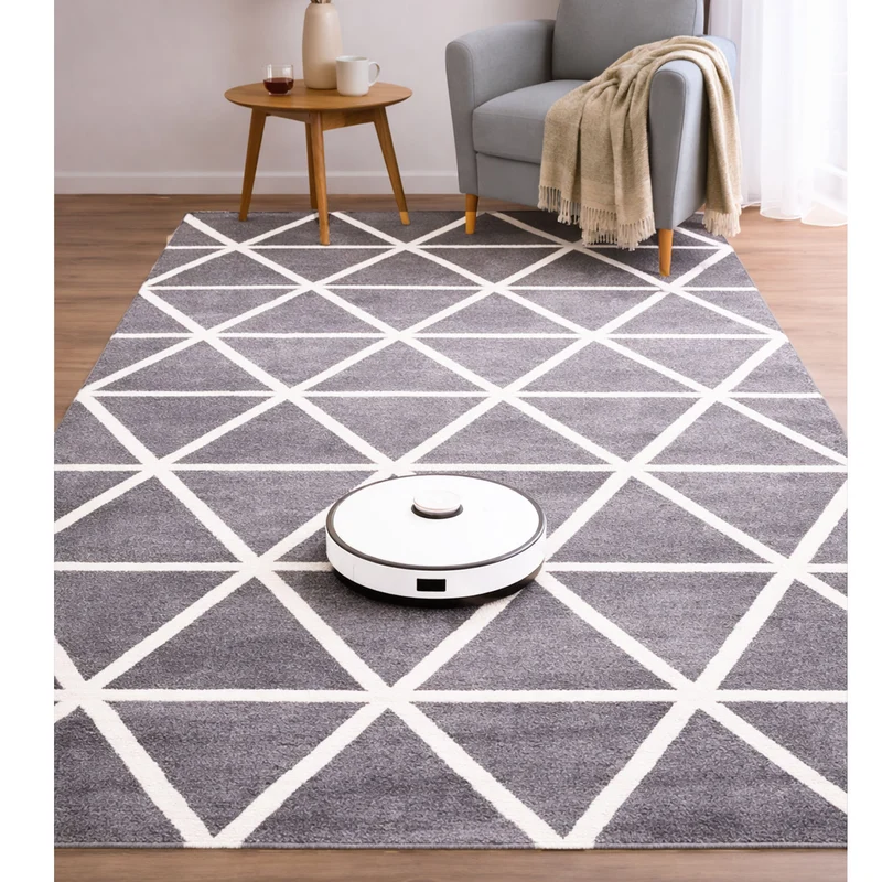 Teppich Kurzflor Pastellfarben Weiss Rauten Design Robust in versch. Farben, für Wohnzimmer, Schlafzimmer, küche
